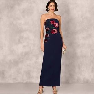 Aidan Mattox Floral Embellished Strapless Gown, SIZE 8